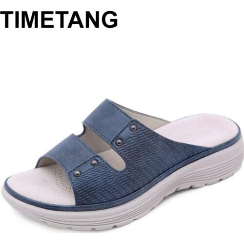 TIMETANGNew fashion single shoes sandals casual sandals for women slope sport style sandals slippers Slip-on summer shoes women