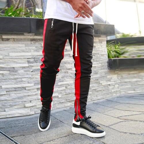 Mens Joggers Vintage Track Pants Zipped Ankle Striped Fashion Hip Hop Fitness Streetwear Trousers Sweatpants Pantalon Homme