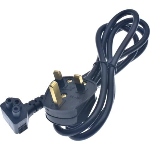 UK BS1363 Mains Plug To IEC C5 UP Angled 3pin Laptop Power Lead Cable PC Monitor Type G Adapter Extension Cord 1.5m 5ft