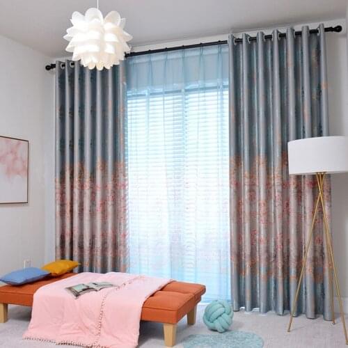 Shading European Jacquard Printing Curtains Cloth for Living Room Balcony Fabric Curtain Printing Curtains Tulle Custom