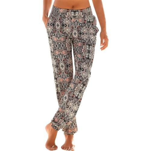 Vintage Digital Printing Women High Waist Easy Trousers Casual Loose Leisure Long Pants Boho Beach Pockets Pant Sweatpant Bottom