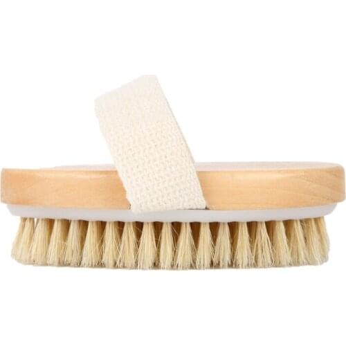 100Pcs/Lot Natural Boar Bristle Dry Skin Body Brush Wooden Oval Shower Bath Brushes Exfoliating Massage SPA Body Brush