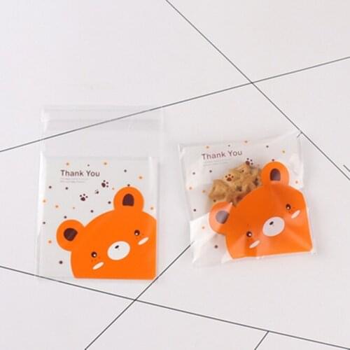 10000pcs 100sets Cartoon Bear Candy bag jewelry Cookie Self-Adhesive Bag Gift Bags Wedding Birthday Party Packaging Bags
