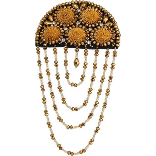 2pcs EE5706Handmade stage skull arena exhibition perform play show tassel shoulder brooch epaulet /epaulettes badge knot pads