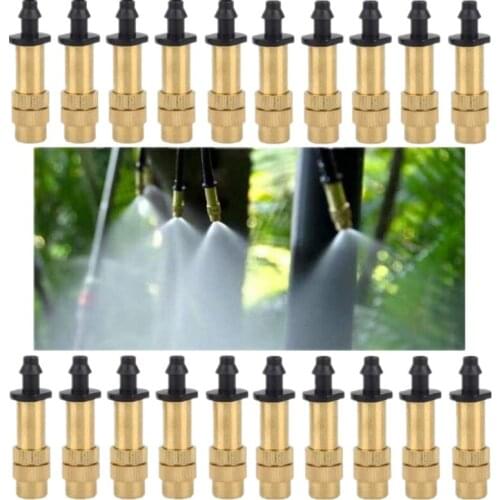 20pcs Brass Misting Sprinkler Adjustable Nozzle For Garden Watering Micro Drip Irrigation Fittings