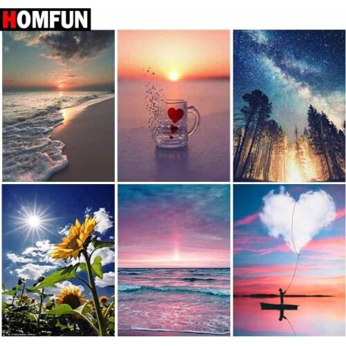HOMFUN Full Square/Round Drill 5D DIY Diamond Painting "Seaside view" Embroidery Cross Stitch 5D Home Decor Gift
