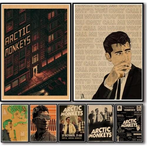 29 Designs Arctic Monkeys Kraftpaper Poster Alternative Abstract Art Painting Funny Wall Sticker for Coffee House Bar