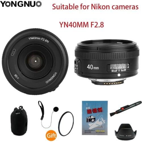 Yongnuo 40mm f2.8 lente padrão prime af/mf foco manual automático yn40mm para nikon d90 d80 d7200 d7100 d5400 d3500 d3400 d3300