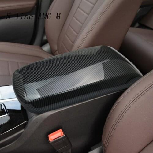 Car Styling For BMW X3 G01 G08 Stickers Trim Car Stowing Tidying Armrest Box Panel Carbon fiber Covers Auto Interior Accessories
