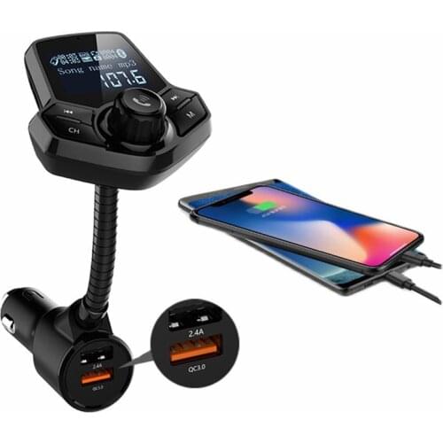 Wireless Handsfree Bluetooth Dual USB LCD AUX Car Kit Mp3 Player FM Transmitter modulator QC3.0 Quick Charger Support TF Card