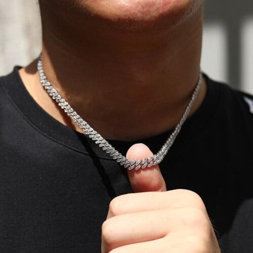 6mm Miami 925 Sterling Silver Cuban Chains Moissanite Diamond Necklace Jewelry Women 2021 For For Mens Hip Hop Fashion Chain