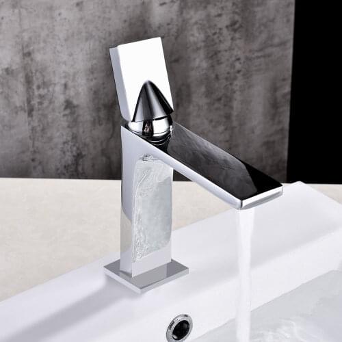 DHL Fedex ship Modern Bathroom Chrome /Nickel /Black Single Handle Wash Basin Deck Mounted Basin Faucet mixer tap square