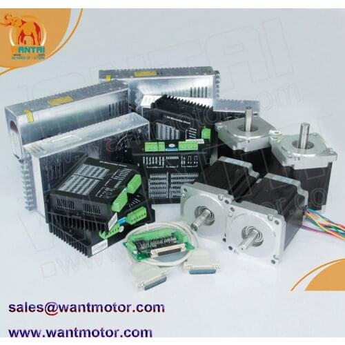 Ship Worldwide)4 Axis Nema 34 Stepper Motor Dual Shafts 1600oz-in, 3.5A CNC Mill & DQ860MA driver 7.8A & power supply