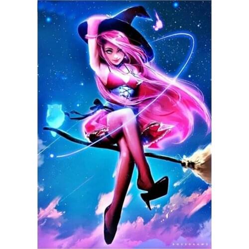 Photo Custom 5d round diamond painting Cartoon Hat Girl diamond embroidery full square 5d diamond cross stitch mosaic puzzle