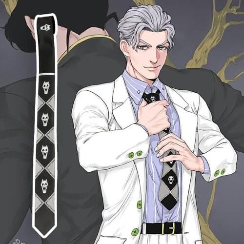 4 colors JoJo Bizarre Adventure Necktie KILLER QUEEN Kira Yoshikage Skull Neck Tie Halloween Cosplay Costumes Accessories