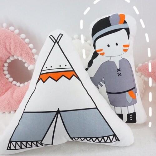 Ins Indian girl tent cotton cloth pillow childrens room cartoon photo pillow