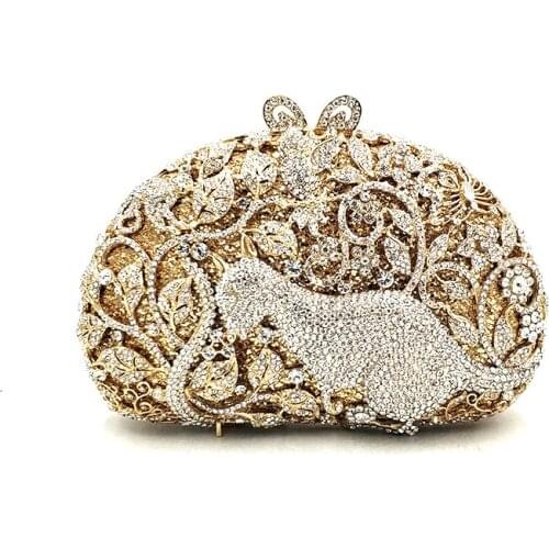 Animal special design clutch women evening party bag diamond cute kangaroo crystal purses bridal wedding party crystal clutches