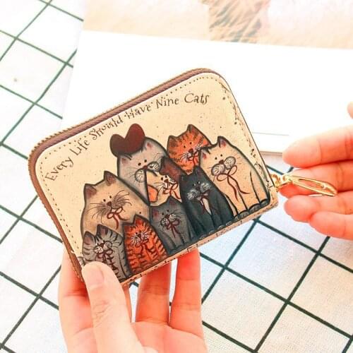 Fashion Women Card Holder Wallet PU Leather Wallet Female ID Credit Card Case Girls Zipper Coin Purse Cute Characters Card Bag