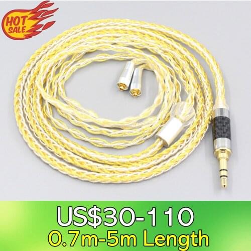 LN007302 8 Core OCC Silver Gold Plated Braided Earphone Cable For Westone W40 W50 W60 UM10 UM20 UM30 UM40 UM50 Pro