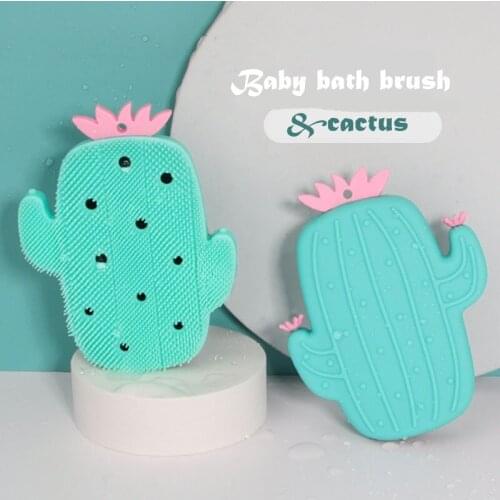 Cactus Massage Bath Brushes Combs Silica Gel Bath And Shower Sponge Baby Shower Accessories Cute For Children For Bathing Kids