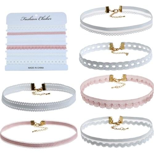 6 PCS/set Fashion Popular Multicolor Velvet Choker Lace Necklace Rope Chain Layer Chocker Vintage Charm Jewelry for Women