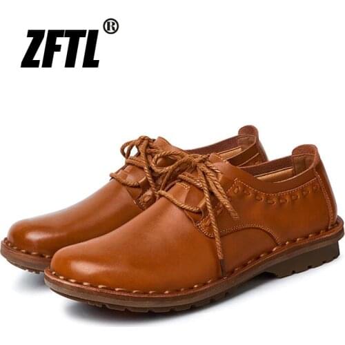 ZFTL New Men Casual shoes mens Handmade business shoes Genuine Leather lace-up male loafers Wear-resistant and breathable 031