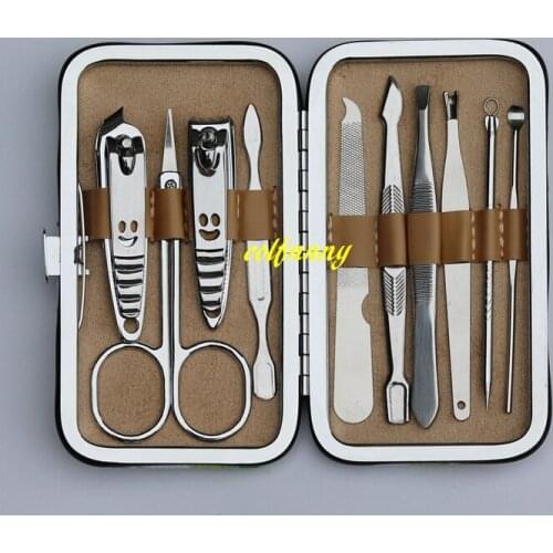 200sets/lot 10pcs/set Utility Nail Clippers Trimmer Kit Professional Carbon steel Manicure Nail Care Tools Set