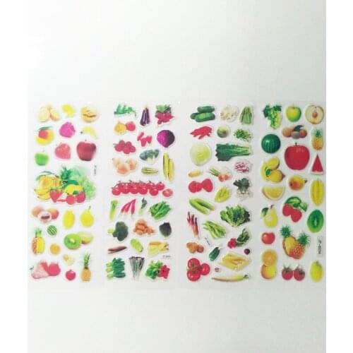 Fruit Vegetable Stickers PVC Scrapbook Planner Stationery DIY Diary Sticker For Children Student Toy Gift 20pcs