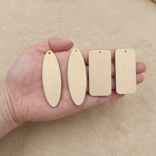Unfinished Wooden Rectangle Earrings Blanks Wood Ellipse Cutouts Unfinish Plywood Oval Earrings base For Wood Project Making