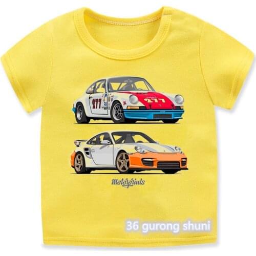 New arrival 2021 boys t shirt funny car cartoon print kids clothes summer casual hip hop boys t-shirt high quality yellow tops