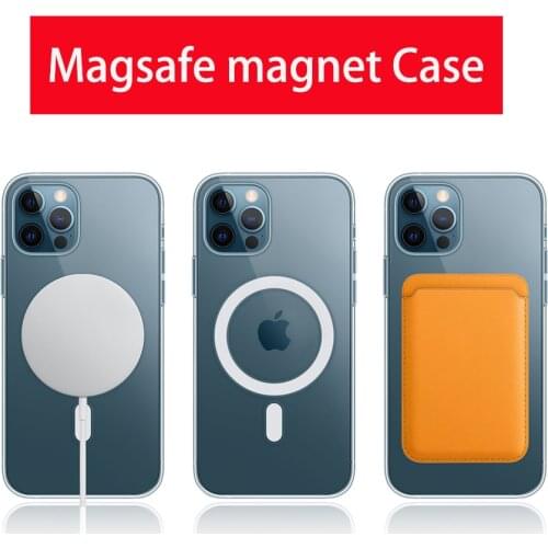 Original Clear Case For iphone 12 Pro Max 12 Mini Magsafe Phone Case Transparent Shockproof Protective Cover Wallet Card Holder