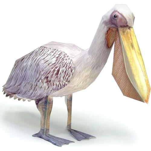 Great White Pelican Bird Paper Model Realistic Animal Mini Cute Folding 3D Papercraft DIY Kids Adult Handmade Craft Toys WE-027