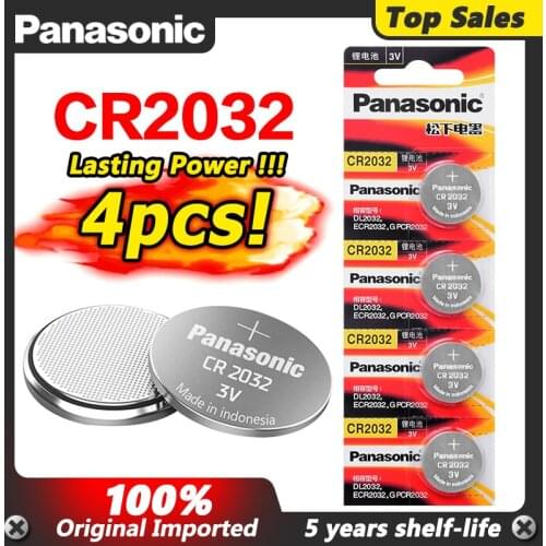 PANASONIC 4pc original cr2032 DL2032 ECR2032 5004LC KCR2032 BR2032 3v button battery coin-operated car toy coin battery