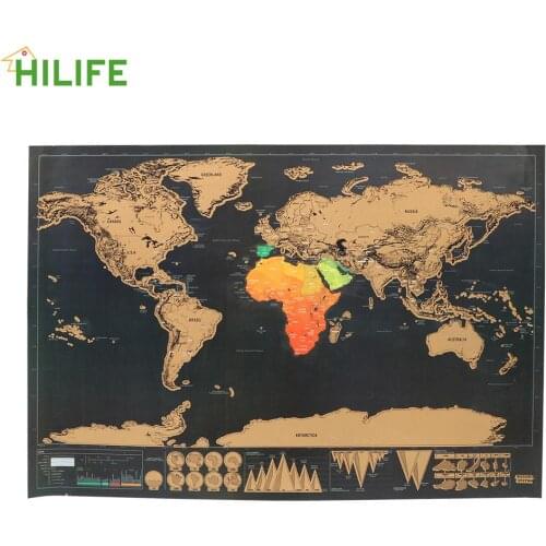 Personalized Journal Travel Erase Black Map Poster Home Decor Wall Stickers 1PC Deluxe Edition Scratch World Map Big Size
