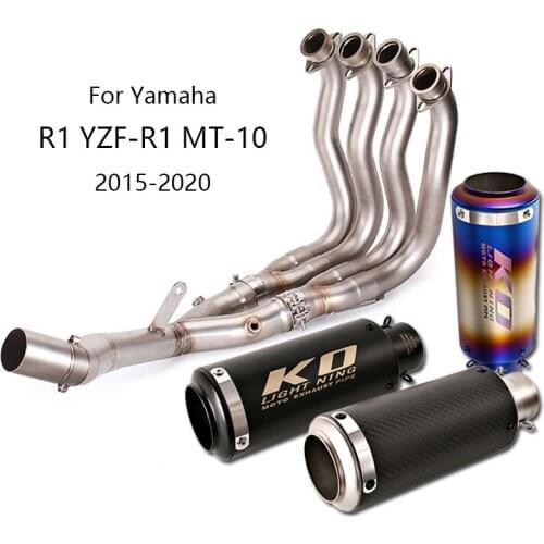 Full Exhaust System for Yamaha R1 MT-10 YZF-R1 2015-2020 Motorcycle Header Mid Link Pipe Slip On 61mm Muffler Escape DB Killer