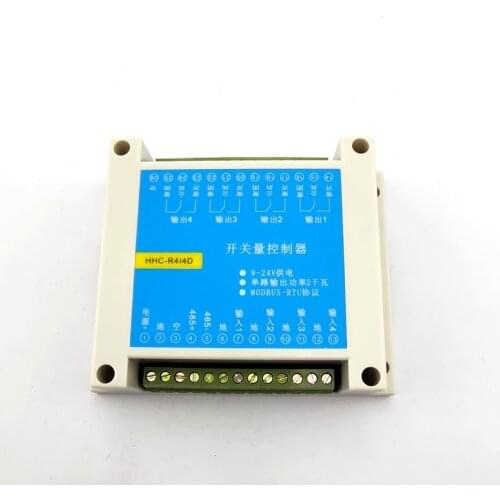 MODBUS RTU protocol 4 in 4 out control relay module RS485 switch input and output PLC module