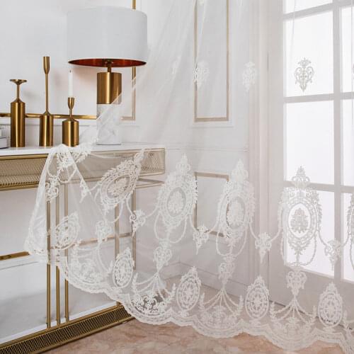 Nordic Luxury Embroidery Tulle Curtains For Living Room Elegant Lover Shape Sheer Volie Romantic Gauze for Balcony X-HM444#30