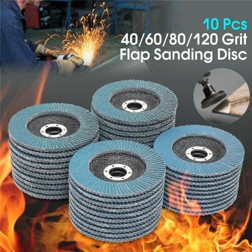 10pcs 5" 125mm Angle Grinder Sanding Discs 40/60/80/120 Grit Grinding Wheels Flap Discs Metal Plastic Wood Abrasive Tool