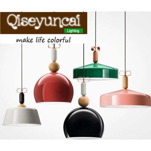 Qiseyuncai Nordic post-modern minimalist E27 aluminum chandelier originality wood art decorative lamps