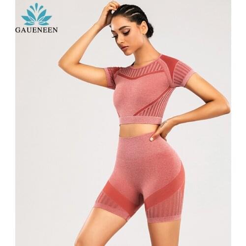 GAUENEEN Running Sport Suit for Fitness Yoga Sets Women Gym Clothes Dry Fit Workout Clothes for Women Exercise Outfit 2 Piece