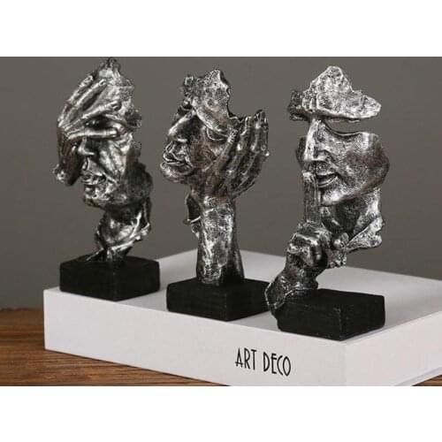 Resin Statues Nordic Silence Is Gold Thinker Statue Abstract Figure Modern Art Home Office Decoration Sculpture Resin Figurine