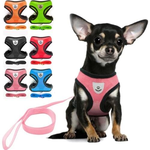 Breathable Small Dog Pet Harness and Leash Set Puppy Cat Vest Harness Collar For Chihuahua arnes perro pequeño