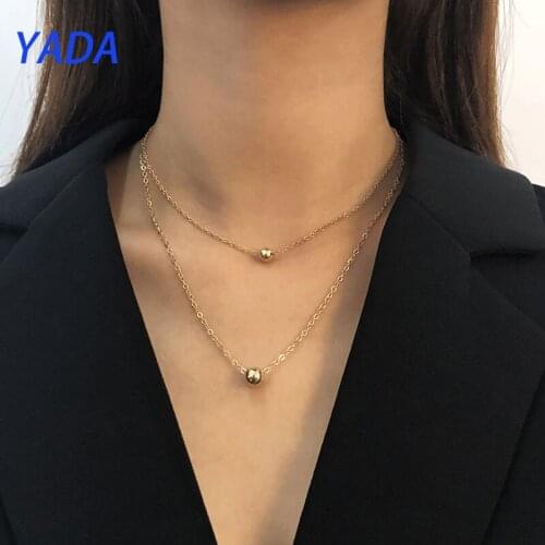 YADA Double Round Bead Presents&Necklace For Women Elegant Clavicle Chain Necklaces Statement Female Jewelry Necklace SE210027