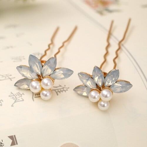 2pcs Girls White Flower Hair Forks U Shaped Hairpins Bride Headpiece Hair Sticks Headwear Women Hair Accessories X