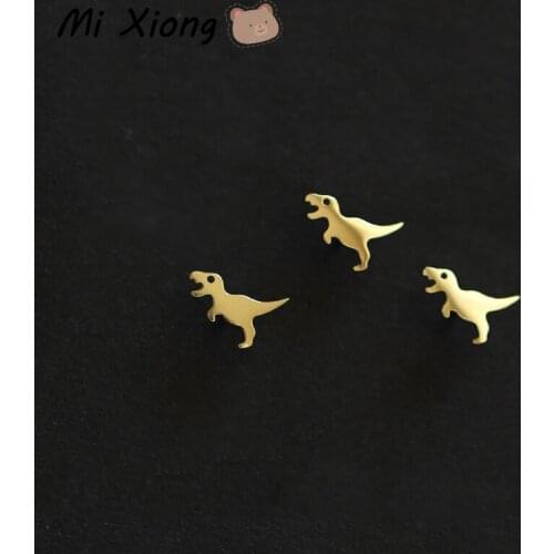 Mi Xiong 925 Sterling Silver Stud Earrings Womens Small Dinosaur Luxury Jewelry Fine Diamonds Exquisite Party Wedding Charm