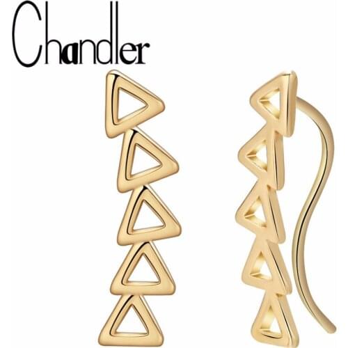 Chandler Hot Gold Triangle Dangle Earring For Women Long Alloy Pin Thread Hollow Triangle Pendientes Earrings For Women Brincos