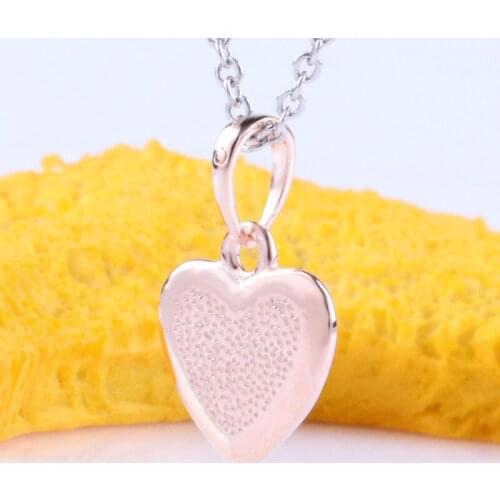 Bewill S925 Sterling Silver Rose Gold Bright Heart Of Matte Necklace Pendant For Women Heart-shaped Frosted Pendant