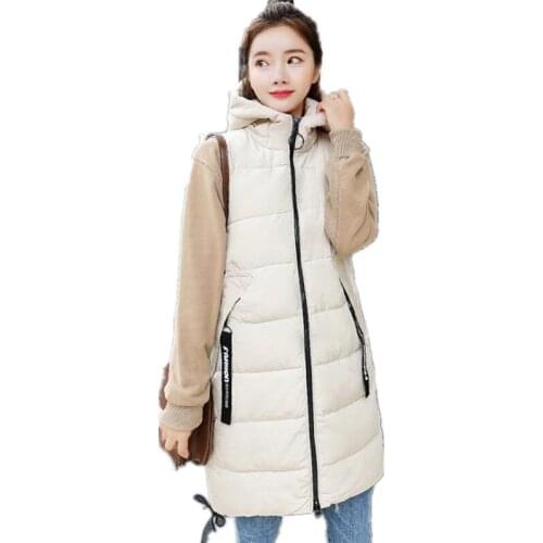 2018 New Winter Autumn Women Vest Hooded Thicken Warm Long Casual Cotton Padded Waistcoat Female Sleeveless waistcoat Top Q397