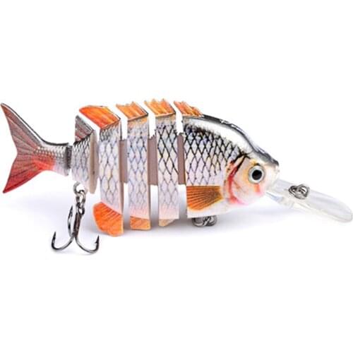 1PCS Winter Sinking Fishing Lures/10cm Artificial Lifelike Multi Jointed Minnow Hard Bait Wobblers for Pike Pesca Tackle 7 Color