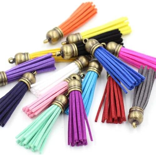 15pcs/lot) 55mm Length Suede Tassel For Keychain Cellphone Straps Purses Backpacks Jewelry Charms